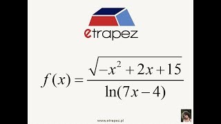 Dziedzina funkcji logarytm pierwiastek  26 eTrapez [upl. by Anedal]