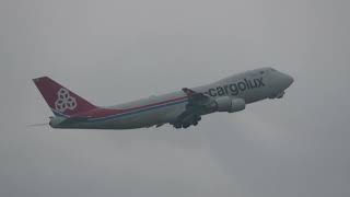 Cargolux B747400 Takeoff Schiphol [upl. by Ahseram]