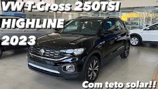 VW TCross 250 TSI Highline 2023  Versão top de linha 2023 com TETO SOLAR em detalhes 4K HDR [upl. by Leoni75]