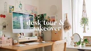 COZY DESK MAKEOVER 🌱 cute amp functional desk setup [upl. by Powell]