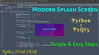 PyQt5 03  Modern Splash Screen With UI File QDesigner  Python with Sh1de [upl. by Acinorav]