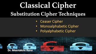 Cryptography  Classical Cipher  Substitution Cipher Techniques [upl. by Trometer]