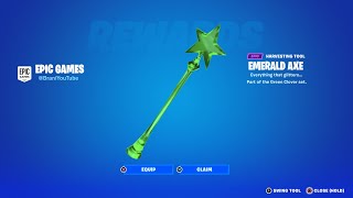 HOW TO GET THE EMERALD AXE PICKAXE IN FORTNITE [upl. by Denten]