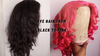 HOW TO DYE HAIR FROM BLACK TO PINK WATER COLOR METHOD [upl. by Penelopa473]