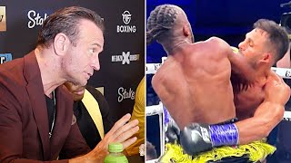 AWKWARD  KALLE SAUERLAND SHUTS DOWN REPORTER AFTER KSI ILLEGAL ELBOW COMMENT [upl. by Medardas]