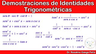 Identidades trigonométricas básicas  10 ejercicios resueltos demostraciones [upl. by Naujit]