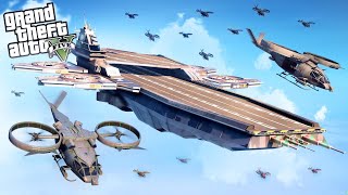 ASSAULT ON A FLYING AIRCRAFT CARRIER in GTA 5 Online [upl. by Cirred173]