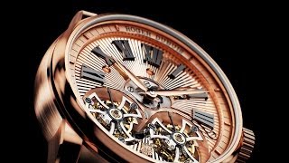 SIHH 2014  Roger Dubuis Hommage Double Flying Tourbillon with Handmade guilloché [upl. by Araek]