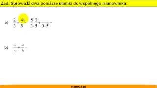 Sprowadzanie ułamków do wspólnego mianownika  Zadanie  Matfiz24pl [upl. by Durer]