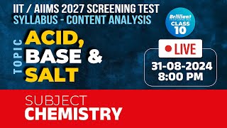 IITAIIMS 2027 Screening Test  Syllabus  Content Analysis  Chemistry  31082024  0800 PM [upl. by Jonathan]