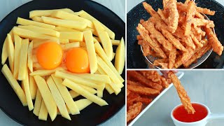 ইনস্ট্যান্ট ফ্রেঞ্চ ফ্রাই রেসিপি  Crispy Egg French Fries  Egg French Fries  Egg Snacks Recipe [upl. by Enihpesoj]