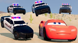 Epic Lightning Mcqueen Police Chase and Car Crashes  BeamNGDrive [upl. by Alket]