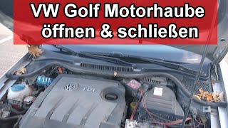 VW Golf Motorhaube öffnen amp schließen Anleitung Volkswagen PKW Golf Haube aufmachen [upl. by Cox]