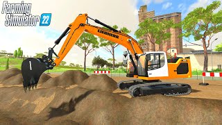 Farming Simulator 22  LIEBHERR Crawler Excavator Digging The Dirt From A Trench [upl. by Ciprian]