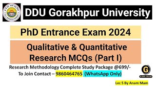 Qualitative amp Quantitative Research Part I  Research MethodologyDDU Gorakhpur University PhD 2024 [upl. by Nader52]