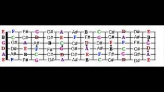 GUITAR FRETBOARD DIAGRAM notes on the guitar for E tuned guitars [upl. by Adnamma]