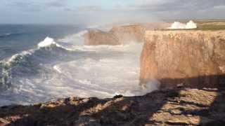 Hercules 2014 Huge waves in Sagres Portugal Cabo São Vicente 6114 [upl. by Tilford]