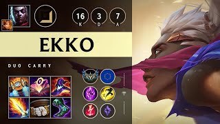 Ekko Carry vs Ezreal Triple Kill Godlike  EUW Challenger Patch 1421 [upl. by Tansey]