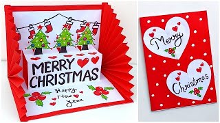 DIY Merry Christmas pop up card 2024  Handmade Christmas greeting card  3D Christmas card [upl. by Neillij]