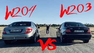 Mercedes W203 VS W204 DRAG RACE  Ricer Benz Takes on The Torque MONSTER C220 CDI [upl. by Nimzay]