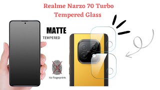 Realme Narzo 70 Turbo Front And Camera Lens Tempered Glass Screen Protector Matt Tempered glass [upl. by Durrell]