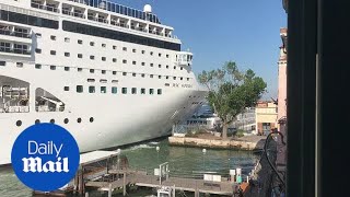 Cruise ship collides with tourist river boat on busy canal in Venice [upl. by Serilda]