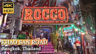 BANGKOK Khao San Road quotTourist Famous Street For Night Lifequot Thailand 4K HDR [upl. by Dorkas]