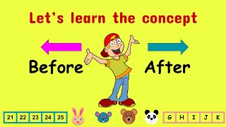 Before After Concept  Numbers  Days of the week  Pictures  How to teach [upl. by Greenes]