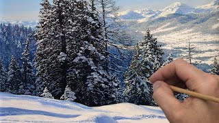 How to paint snow in mountains  Timelapse  Episode 191 [upl. by Alih]