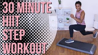 30 Minute HIIT Step Workout  Total Body  High Intensity Interval Training  Strength  Cardio [upl. by Anerec842]