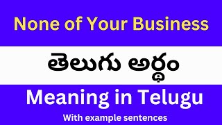 None Of Your Business meaning in telugu with examples  None Of Your Business తెలుగు లో అర్థం [upl. by Eelsha916]