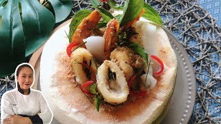 Thai Curry • Thai Steamed Seafood Curry in Coconut •How Mok • Thai Red Curry Paste ThaiChef Food [upl. by Marolda]