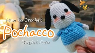 How to Crochet Pochacco amigurumi  SANRIO  KEYCHAIN  FREE PATTERN  EASY FOR BEGINNERS [upl. by Voltz]