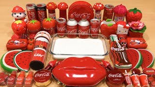 Series RED COCA COLA Slime  Mixing Random Things into GLOSSY Slime Satisfying Slime Videos 100 [upl. by Bolte]