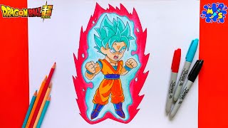 Goku Super Saiyan Blue Kaioken Drawing  How to Draw Goku Super Saiyan Blue Kaioken Full Body [upl. by Elsinore924]