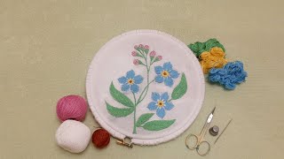 Вышивка гладью для начинающих Вышиваем незабудкиstitch embroidery for beginners [upl. by Kenlee611]