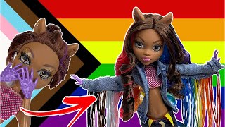 GIVING CLAWDEEN A PRIDE MAKEOVER Monster high Doll Reroot ooak [upl. by Melinda183]