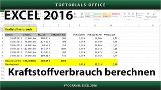 Kraftstoffverbrauch  Benzinverbrauch berechnen  Download Microsoft Excel [upl. by Scevour931]