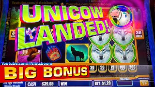 UNICOW LANDED BIG BONUS WOLF EYES SLOT MACHINE  NEW GAME 1st Experience  CASINO SLOT BONUS [upl. by Josler]