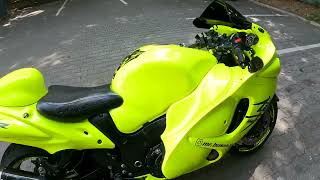 Suzuki Hayabusa gen2 Hexis Gloss Fluorescent Yellow Vinyl Wrap [upl. by Nhguavoj]