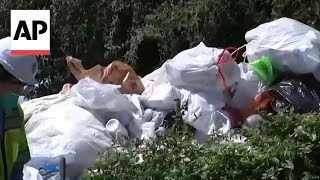 Cleanup begins at Los Angeles house where entire property is filled with trash [upl. by Dorelle291]