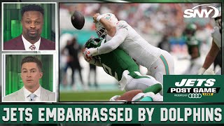 Bart Scott Connor Rogers and crew react to the Jets being embarrassed by the Dolphins 300  SNY [upl. by Kiraa53]