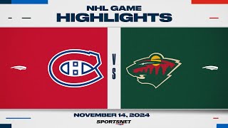 NHL Highlights  Wild vs Canadiens  November 14 2024 [upl. by Nedry314]