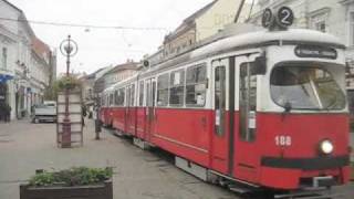 Trams in Miskolc  with old Düwag from Vienna  régi bécsi villamos Miskolc [upl. by Ydollem]