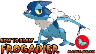 How To Draw Frogadier Pokemon  Drawing Animals [upl. by Teteak]