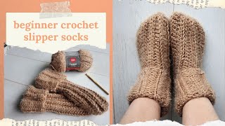 Beginner Friendly Crochet Slipper Socks  quick project [upl. by Erin]