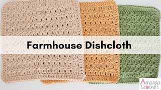 Farmhouse Dishcloth  Easy Dishcloth Pattern  Beginner Crochet [upl. by Ahseit]