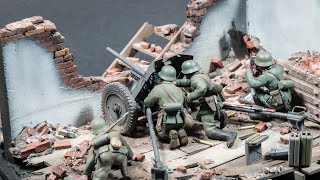 37cm PaK 3536 destroyed house diorama Tamiya 135 scale model [upl. by Aicekat200]