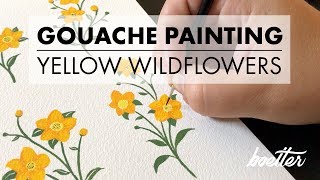 Gouache Painting Yellow Wildflowers [upl. by Dennie]