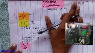 VFD basic connection drawing StartStopOnTrip [upl. by Ecad276]